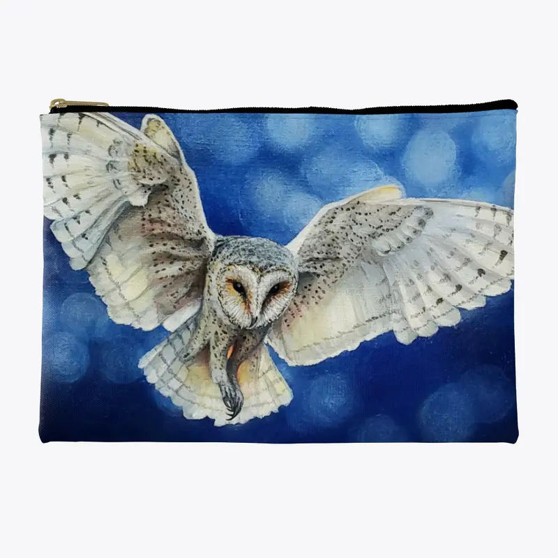 Flying White Barn Owl Artwork